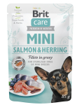 Brit Care Mini Корм влажный для взрослых собак миниатюрных пород филе с лососем и сельдью в соусе 85 г