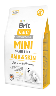 Brit Care Grain Free Mini Hair and Skin Корм сухий для дорослих собак мініатюрних порід для шкіри та шерсті з лососем та оселедцем, 2 кг