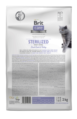 Brit Care Cat Grain Free Sterilized Weight Control Корм сухий для стерилізованих котів з надмірною вагою качка та індичка, 2 кг