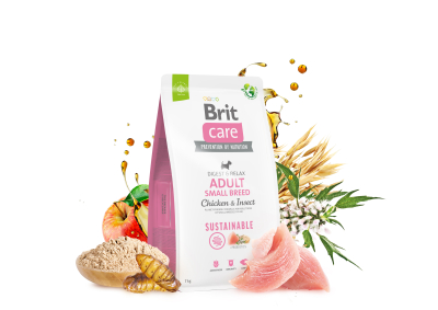Brit Care Dog Sustainable Adult Small Breed Корм сухий для собак малих порід з куркою та комахами 100 г