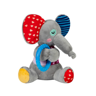 GiGwi Plush Іграшка для собак Слоненя з кільцем та пискавкою текстиль, термопластична гума, 16 см