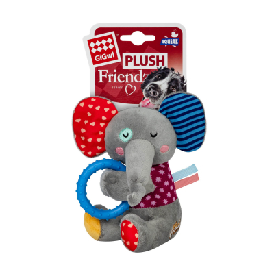 GiGwi Plush Іграшка для собак Слоненя з кільцем та пискавкою текстиль, термопластична гума, 16 см