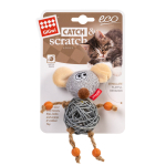 GiGwi Catch&Scratch Іграшка для котів Мишка з дзвіночком, текстиль, мотузка, ротанг, 8 см