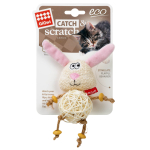 GiGwi Catch&scratch Іграшка для котів Зайчик з плетеним м'ячиком та дзвіночком, поліестер, 10 см