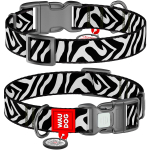 WAUDOG Nylon Нашийник для собак нейлоновий з QR паспортом, малюнок "Зебра" XL, Ш 25 мм, Д 37-58 см, пластиковий фастекс