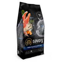 Savory Adult Cat Gourmand Fresh Salmon and White Fish Корм сухий для довгошерстих котів зі свіжим лососем і білою рибою, 2 кг