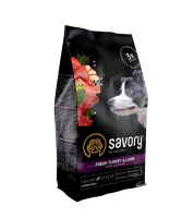 Savory Medium Breed rich in Fresh Turkey and Lamb Корм сухий для дорослих собак середніх порід від 10 до 25 кг зі свіжим ягням та індичкою, 1 кг
