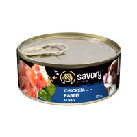 Savory Dog All breeds Puppy Chicken rich in Rabbit Корм вологий паштет для цуценят усіх порід з кроликом 100 г
