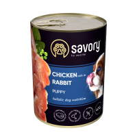 Savory Dog All breeds Puppy Chicken rich in Rabbit Корм вологий паштет для цуценят усіх порід з кроликом 400 г