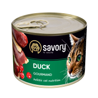 Savory Cat Can Adult Duck Корм вологий консерви для вибагливих котів з качкою 200 г