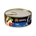 Savory Cat Can Adult Fish Корм вологий консерви для вибагливих котів з рибою 100 г