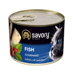 Savory Cat Can Adult Fish Корм влажный консервы для привередливых кошек с рыбой 200 г