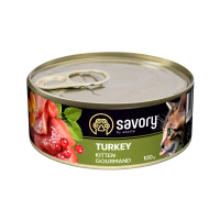 Savory Cat Can Kitten Вологий корм для кішок індичка 100 г