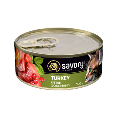 Savory Cat Can Kitten Вологий корм для кішок індичка 100 г
