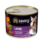 Savory Cat Can Adult Sterilised Корм вологий консерви для стерилізованих котів з ягням 200 г