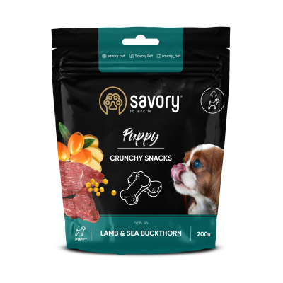 Savory Puppies Lamb and Sea Buckthorn Хрусткі ласощі для цуценят усіх порід для здорового росту з ягням та обліпихою 200 г