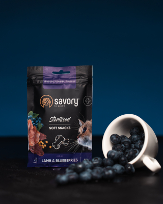 Savory М'які ласощі для здоров’я стерилізованих котів, ягня та чорниці 50 г