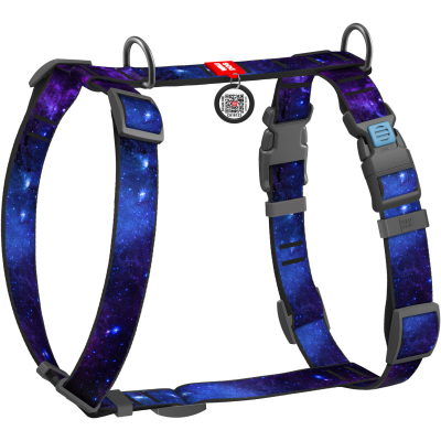 WAUDOG Nylon Шлея для собак анатомічна H-подібна з QR паспортом, малюнок "NASA21" L Ш 25 мм, А 51-85 см, В 61-85 см, з двома фастексами