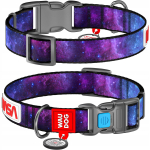 WAUDOG Nylon Нашийник для собак з QR паспортом, малюнок "NASA21" S, Ш 15 мм, Д 25-35 см, пластиковий фастекс
