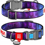WAUDOG Nylon Нашийник для собак з QR паспортом, малюнок "NASA21" M, Ш 20 мм, Д 28-40 см, пластиковий фастекс