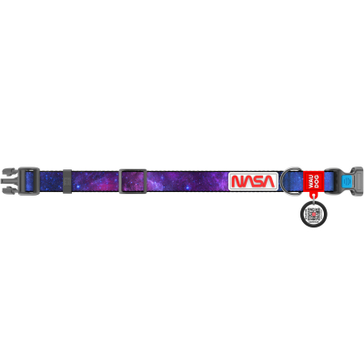 WAUDOG Nylon Нашийник для собак з QR паспортом, малюнок "NASA21" M, Ш 20 мм, Д 28-40 см, пластиковий фастекс