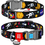 WAUDOG Nylon Нашийник для собак з QR паспортом, малюнок "NASA" S, Ш 15 мм, Д 25-35 см, пластиковий фастекс