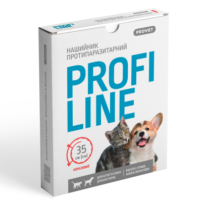 Provet PROFILINE Нашийник для котів та собак інсектоакарицид кораловий 35 см