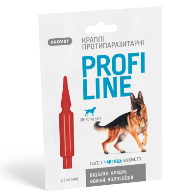 Provet PROFILINE Краплі для собак 20-40 кг інсектоакарицид 1 піпетка по 3 мл