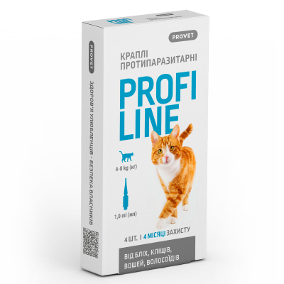 Provet PROFILINE Краплі для котів 4-8 кг інсектоакарицид 1 піпетка х 1 мл