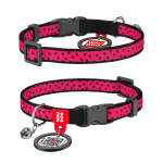 WAUCAT Nylon Нашийник для котів нейлоновий з QR паспортом, малюнок "Кавун" XS, Ш 10 мм, Д 20-30 см, пластиковий фастекс