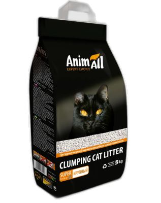 AnimAll Бентонітовий наповнювач для котячих туалетів, велика фракція, 5 кг