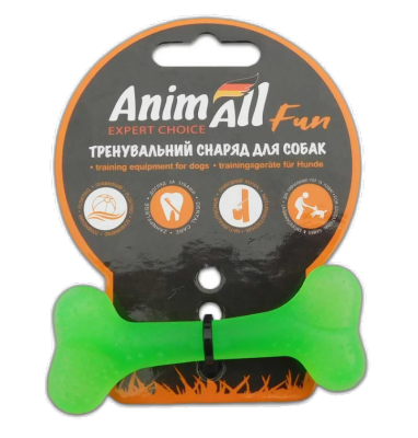 AnimAll Fun Іграшка кістка, зелена, 8 см