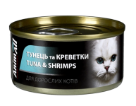 AnimAll Консерви для котів, тунець з креветками, 85 г