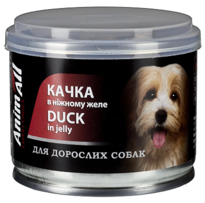 AnimAll Консерви для собак, качка в ніжному желе, 195 г