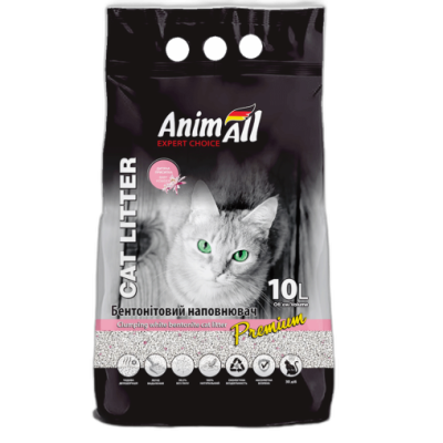 AnimAll Premium Baby Powder Бентонітовий наповнювач з ароматом дитячої пудри, для котів, 10 л