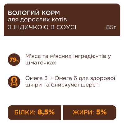 Club 4 Paws Вологий корм для дорослих котів з індичкою в соусі, 85 г
