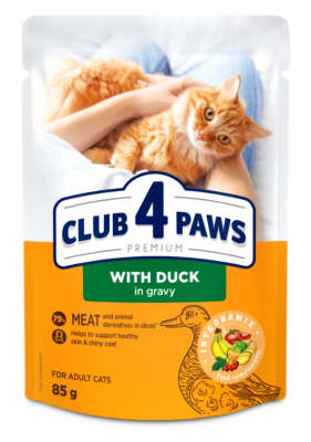 Club 4 Paws Вологий корм для дорослих котів з качкою в соусі, 85 г