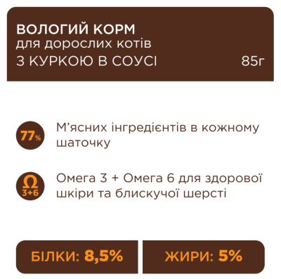 Club 4 Paws Вологий корм для дорослих котів з куркою в соусі, 85 г