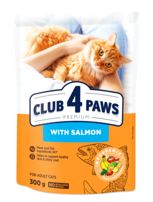 Club 4 Paws Adult Cats with Salmon Сухий повнораціонний корм для дорослих котів з лососем, 300 г