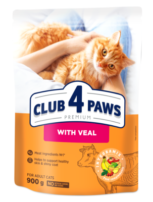 Club 4 Paws Adult Cats with Veal Сухий повнораціонний корм для дорослих котів з телятиною, 900 г