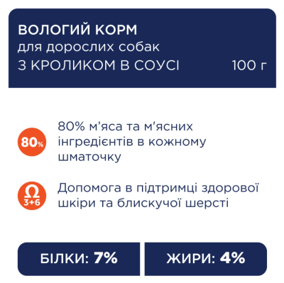 Club 4 Paws Adult Dog with Rabbit in gravy Вологий корм для дорослих собак з кроликом в соусі, 100 г