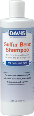 Davis Sulfur Benz Shampoo Шампунь для собак та котів проти себорейного дерматиту та неспецифічного дерматоза, 355 мл