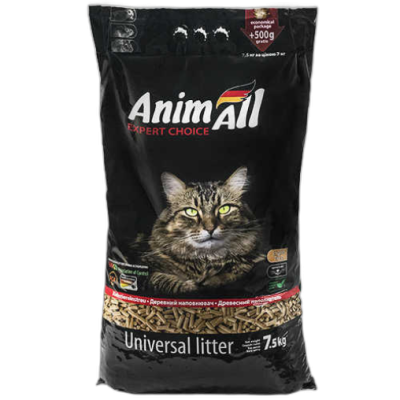 AnimAll Деревний наповнювач для котів, 7.5 кг