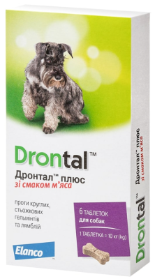 Elanco Drontal Plus Таблетки для лікування і профілактики глистів для собак зі смаком м'яса 