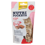 GimCat Nutri Pockets Вітамінні ласощі для котів для виведення шерсті з яловичиною та солодом 60 г
