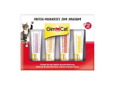 GimCat Pasten-probierset zum jubilaum Промо набір бокс ювілейний з пастами для котів 60 г (4 шт х 15 г)
