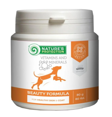 Nature's Protection Beauty formula Добавка для дорослих собак для підтримки здоров'я шкіри та шерсті , 80 таблеток