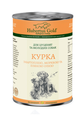 Hubertus Gold Консервований корм для цуценят, курка з картоплею та морквою, 400 г