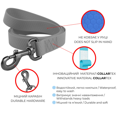WAUDOG Waterproof Повідець для собак водостійкий, блакитний S, Ш 15 мм, Д 183 см