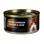 AnimAll Консервы для кошек, курица с крабом, 85 г